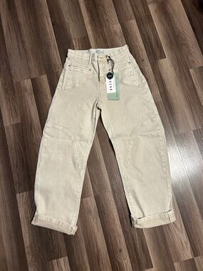 Barrel Jeans by Saige Cream Boyfriend Jeans - Relaxed Fit